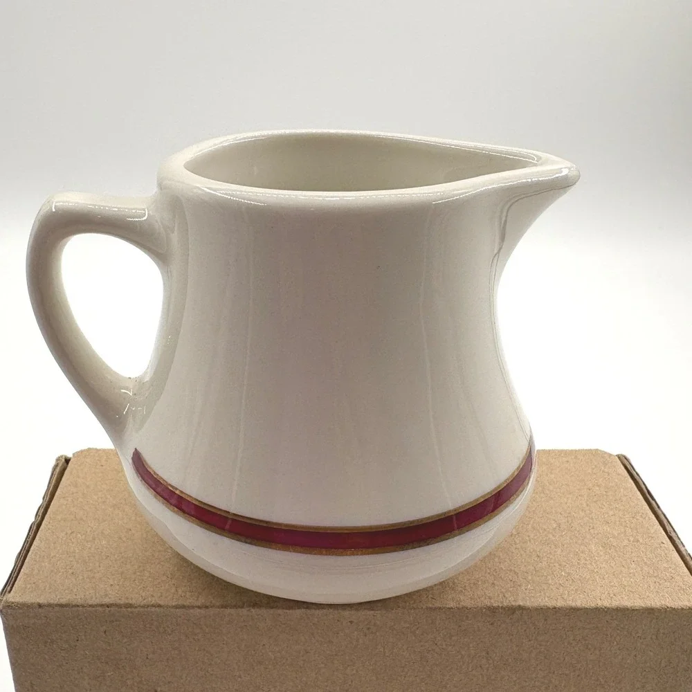 Vintage Mayer China Restaurant Ware Mini Pitcher Creamer Brown Gold Band 3